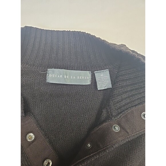 Oscar de La Renta Mens Sz M Brown Sweater Snap Button Pullover Retro Long Sleeve - Picture 3 of 6